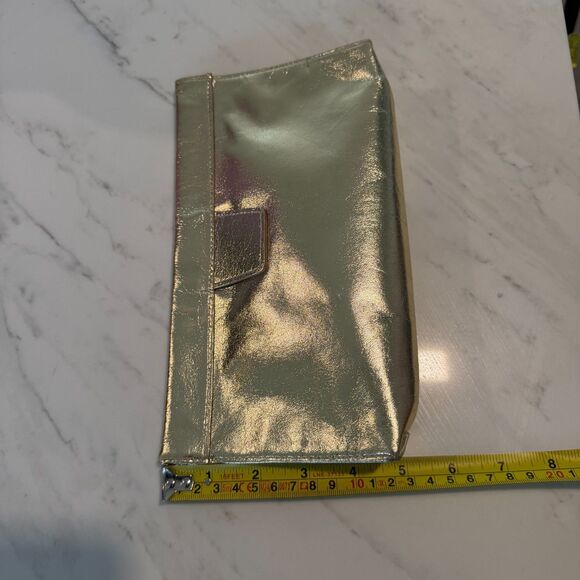 Vintage 70s 80s Gold Metalic Glam Leather Anne Klein Snap Clutch & Wallet NEW - Picture 11 of 12